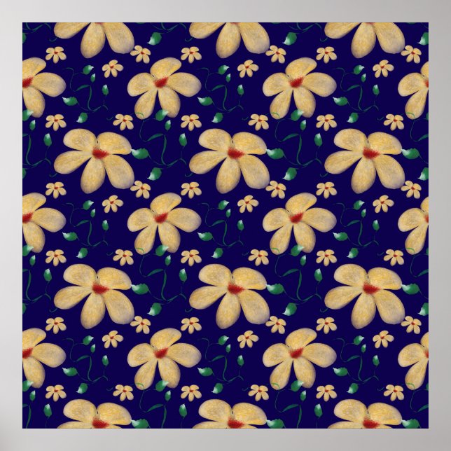 Poster Watercolor Botanical Seamless Pattern   (Frente)