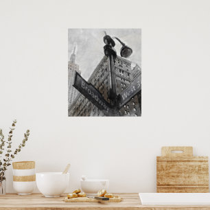 Poster Watercolor Broadway corner sign