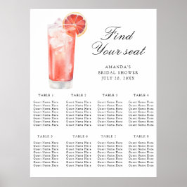 Poster Watercolor Citrus Cocktail Wedding seating chart