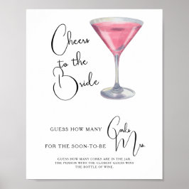 Poster Watercolor Cocktail Bridal shower How Many Corks