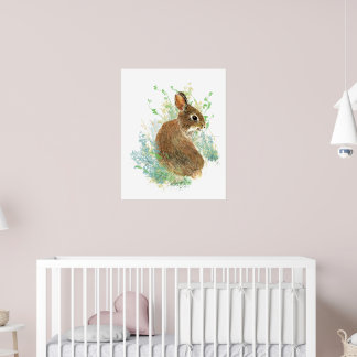 Poster Watercolor Cute Bunny Rabbit Animal Art