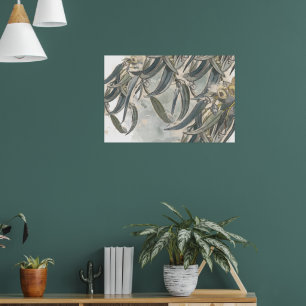 Poster Watercolor Eucalyptus deixa verde