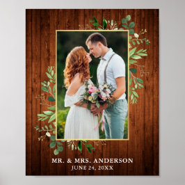 Poster Watercolor Eucalyptus Greenery Foto de Madeira Dou