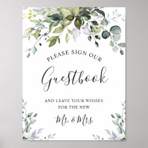 Poster Watercolor Eucalyptus - Sinal de Guestbook