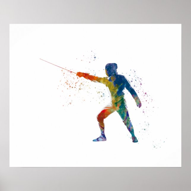 Poster watercolor fencing (Frente)
