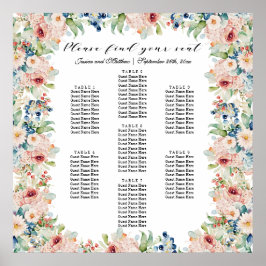 Poster Watercolor Floral 7 Mesas Casamento
