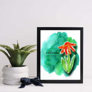 Poster Watercolor Floral Inspirational Cutout Collage