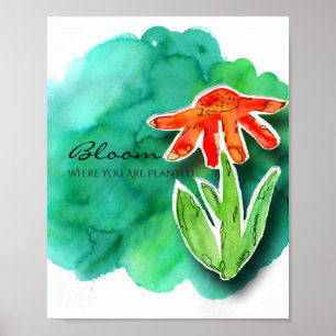 Poster Watercolor Floral Inspirational Cutout Collage