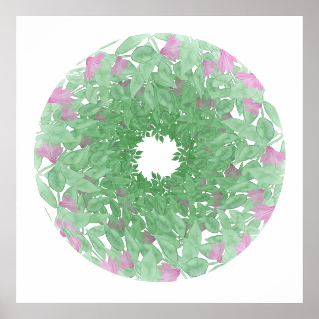 Poster Watercolor Floral Mandala (Frente)