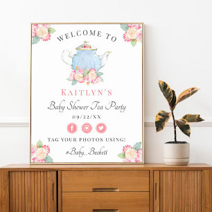 Poster Watercolor Floral Tea Party   Boas-vindas ao Chá 