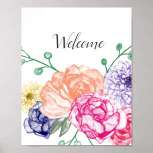 Poster Watercolor Floral Welcome Sign