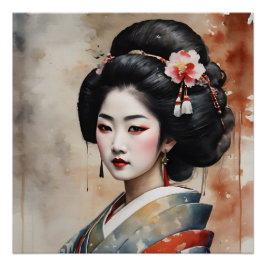 Póster Watercolor Geisha n.o 13