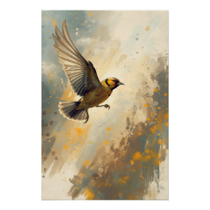 Póster Watercolor Goldfinch - Elegante Bird Nature Poster