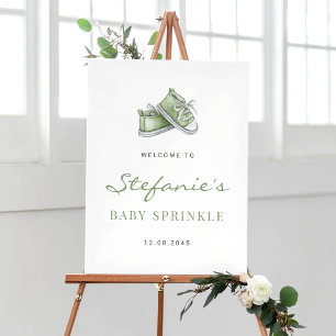 Poster Watercolor Green Baby Calçados Baby Sprinkle Bem-v