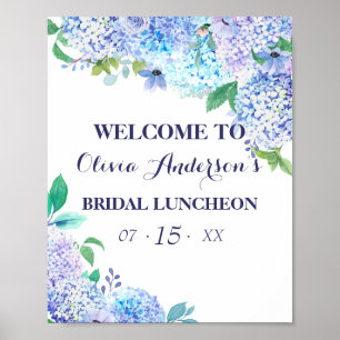 Poster Watercolor Greenery Blue Hydrangea Bridal Luncheon