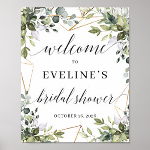 Poster Watercolor Greenery deixa folhagem sinal de boas-v