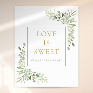 Poster Watercolor Greenery Love is Sweet Sign