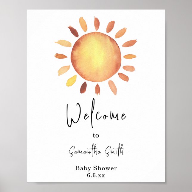 Poster Watercolor Happy Yellow Sunsher Welcome (Frente)