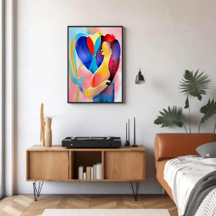 Poster Watercolor Heart of Love Art