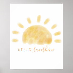 Poster Watercolor “Hello Sunshine” Sun Wall Art