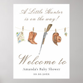Poster Watercolor Hunter Baby shower Welcome