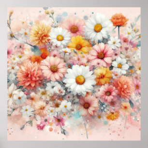 Poster Watercolor Illustração rústica vintage elegante