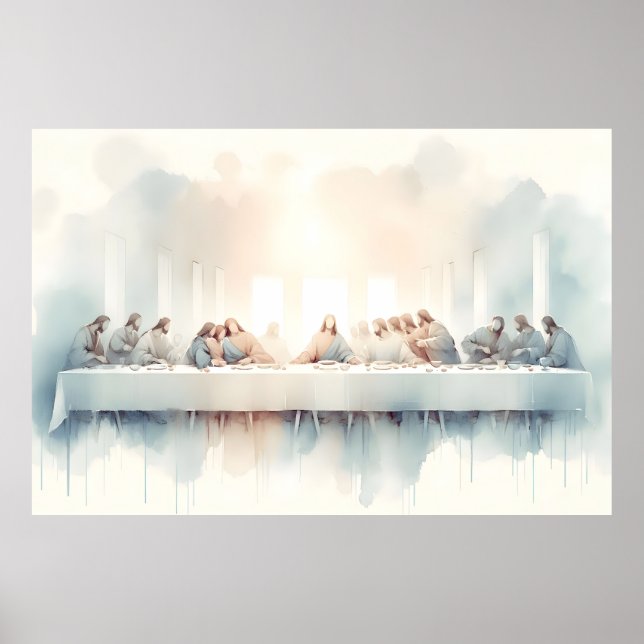 Poster Watercolor illustration of the Last Supper  (Frente)