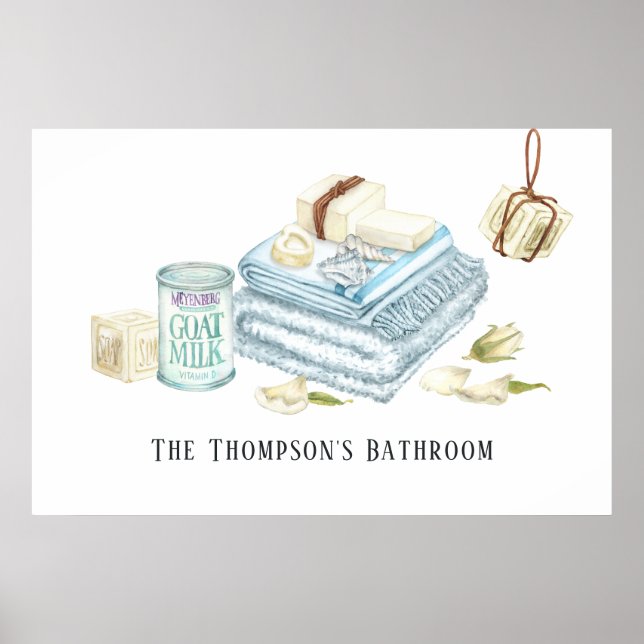 Poster Watercolor Ivory White Soap Bathroom (Frente)