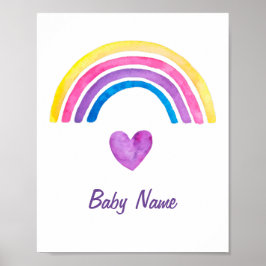 Poster Watercolor Kids Room Decor Rainbow Personalizado