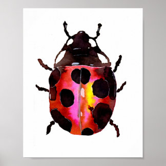 Poster Watercolor Ladybug