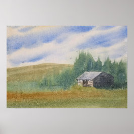 Poster Watercolor Landscape Painting