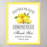 Poster Watercolor Lemons Limoncello Wedding<br><div class="desc">Elegante Watercolor Lemons Greenery Homemade Limoncello Casamento Obrigado Bar</div>