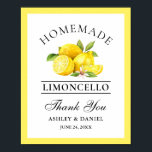 Poster Watercolor Lemons Limoncello Wedding<br><div class="desc">Elegante Watercolor Lemons Greenery Homemade Limoncello Casamento Obrigado Bar</div>