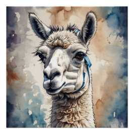 Póster Watercolor Llama n.o 1