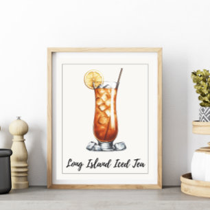 Poster Watercolor Long Island Iced Tea Coctail