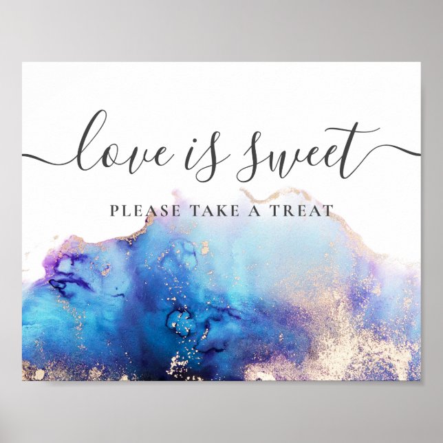 Poster Watercolor Love is Sweet Weding Sign (Frente)