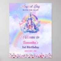 Watercolor Magical Unicorn Pastel Rainbow Birthday