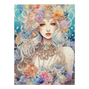 Póster Watercolor Misterioso Maiden