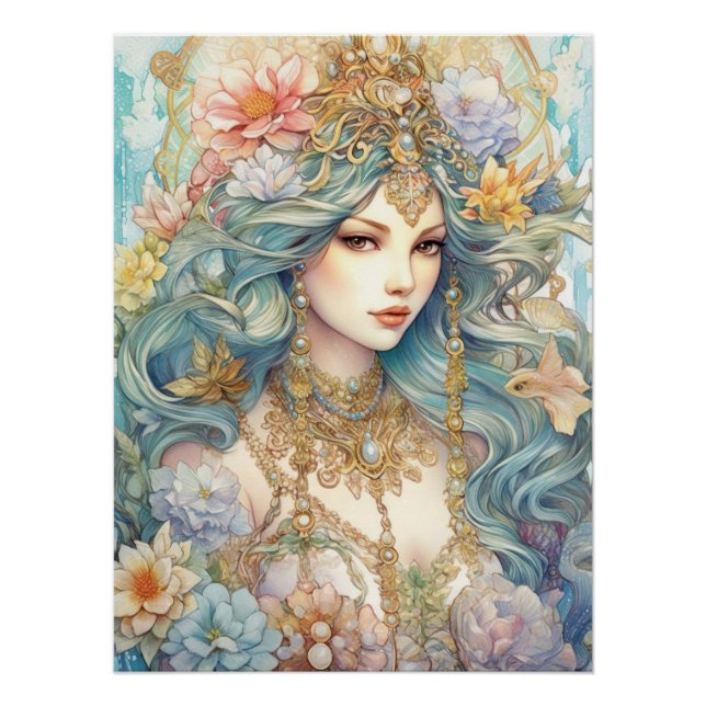 Póster Watercolor Misterioso Maiden (Frente)