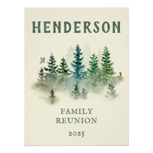 Póster Watercolor Misty Wood Retro Rustic