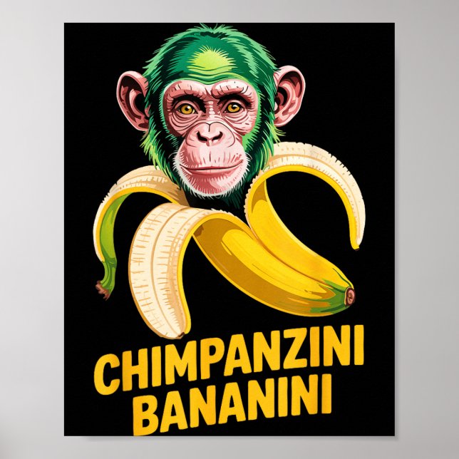 Poster Watercolor Monkey Meme Italian Brainrot Chimpanzin (Frente)