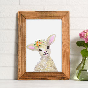 Poster Watercolor Nursery Woodland Fazenda Baby Floral