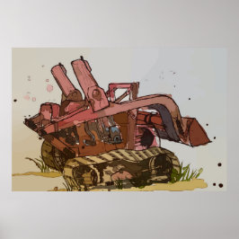 Poster Watercolor of a orange cat tracked logger