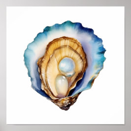 Poster Watercolor Oyster Shell