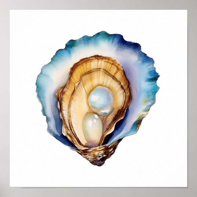 Poster Watercolor Oyster Shell (Frente)
