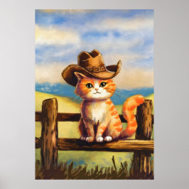 Poster Watercolor Painted Cat Dad