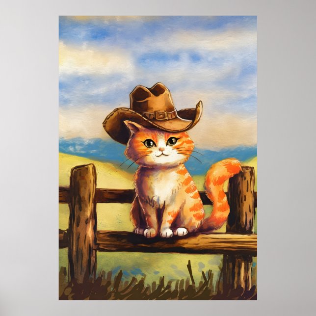 Poster Watercolor Painted Cat Dad (Frente)