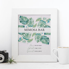 Poster Watercolor Palm Deixa Bar Mimosa