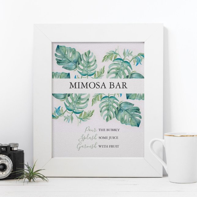 Poster Watercolor Palm Deixa Bar Mimosa (Criador carregado)