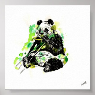 Póster Watercolor Panda